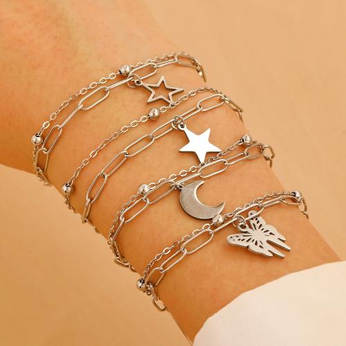 Stainless Steel Charm Bracelet, 304 Stainless Steel, with Zinc Alloy, fashion jewelry & for woman 