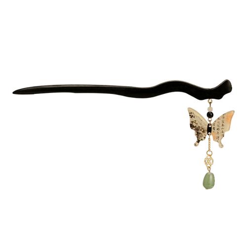 Wood Hair Stick & for woman, black, 180mm 