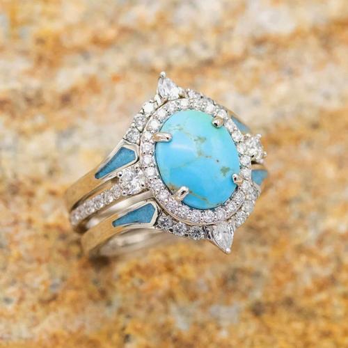 Cubic Zirconia Micro Pave Brass Finger Ring, with Synthetic Turquoise & micro pave cubic zirconia & for woman 