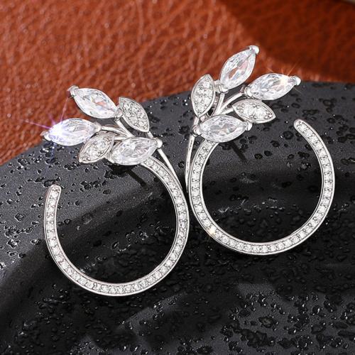 Cubic Zirconia Micro Pave Brass Earring, fashion jewelry & micro pave cubic zirconia & for woman 