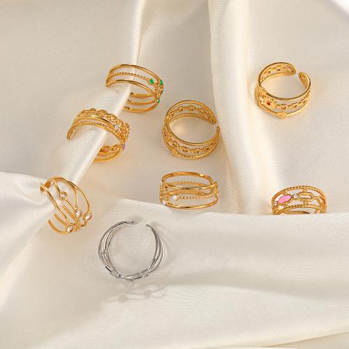 Edelstahl Fingerring, 304 Edelstahl, Vakuum-Ionen-Beschichtung, Modeschmuck & unisex & verschiedene Stile für Wahl, keine, inside diameter 17mm, verkauft von PC