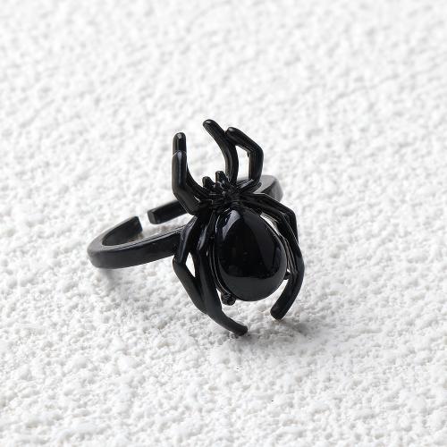 Bague en alliage de zinc, avec Pierre naturelle, araignée, Placage de couleur noire de plumbum, Réglable & le style de punk & différents matériaux pour le choix & unisexe & Bijoux d'Halloween, plus de couleurs à choisir Vendu par PC