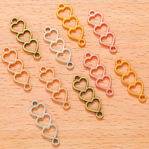 Zinc Alloy Charm Connector, Heart, plated, DIY & 1/1 loop 