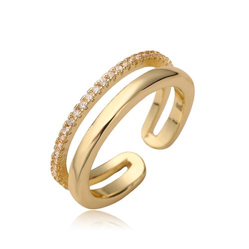 Cubic Zirconia Micro Pave Brass Finger Ring, gold color plated, fashion jewelry & micro pave cubic zirconia, golden 