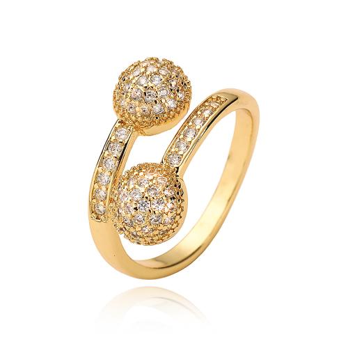 Cubic Zirconia Micro Pave Brass Finger Ring, gold color plated, fashion jewelry & micro pave cubic zirconia, golden 