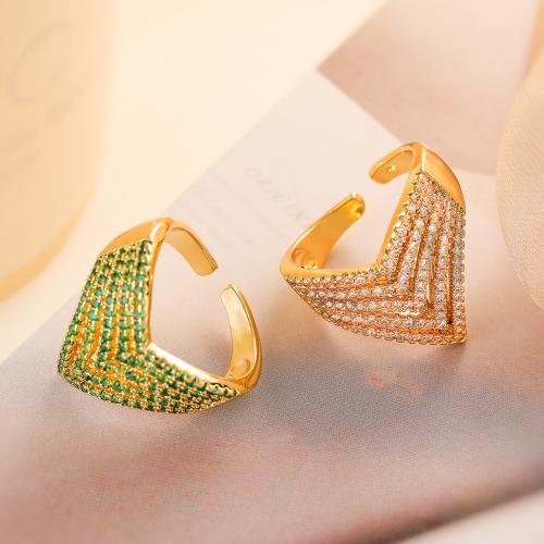 Cubic Zirconia Micro Pave Brass Finger Ring, gold color plated, fashion jewelry & micro pave cubic zirconia 