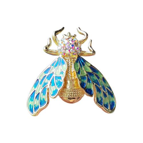 Enamel Brooch, Zinc Alloy, Bee, plated, fashion jewelry & with rhinestone 