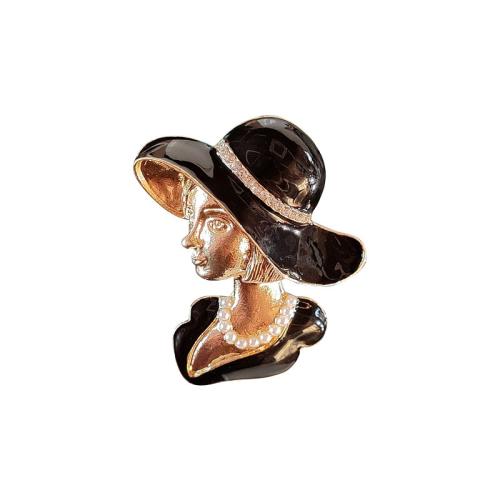 Enamel Brooch, Zinc Alloy, Girl, plated, fashion jewelry, black 