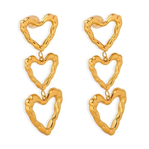 Boucle d'oreille goutte Zinc Alloy, alliage de zinc, coeur, Placage, pour femme, Or, Vendu par paire