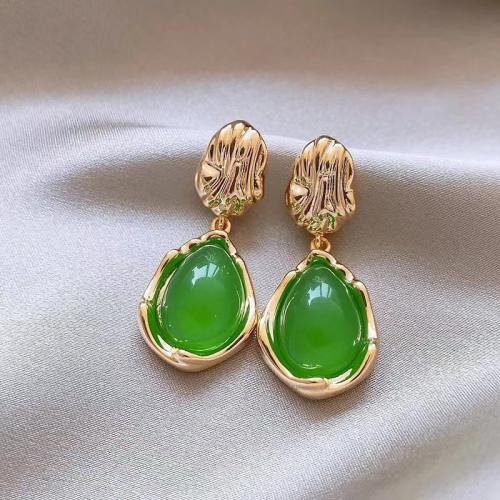 Gemstone Drop Earring, Zinc Alloy, with Gemstone, plated, for woman 