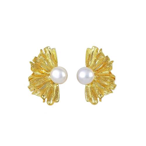 Plastic Pearl Zinc Alloy Earring, with Plastic Pearl, plated, for woman [