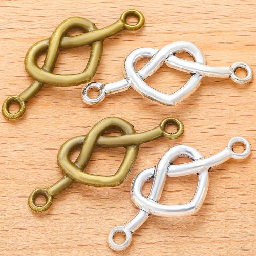 Zinc Alloy Charm Connector, Heart, plated, DIY & 1/1 loop & hollow 