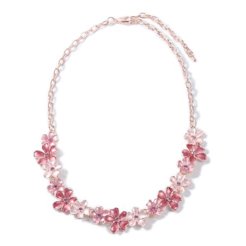 alliage de zinc collier, avec 1.97inch chaînes de rallonge, fleur, Placage, Chaîne transversale & pour femme & émail, plus de couleurs à choisir Environ 16.73 pouce, Vendu par PC