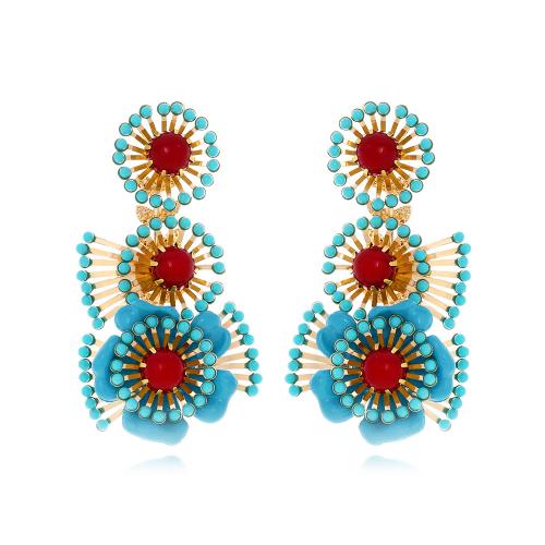 Resin Drop Earring, Iron, with Seedbead & Resin, fashion jewelry & for woman, blue 