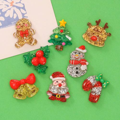 Snap Clip Findings, Resin, Christmas Design [