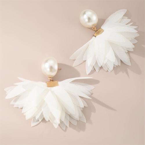 Fashion Create Jewelry Earring, Zinc Alloy, with Chiffon & Plastic Pearl, petals, fashion jewelry & for woman 