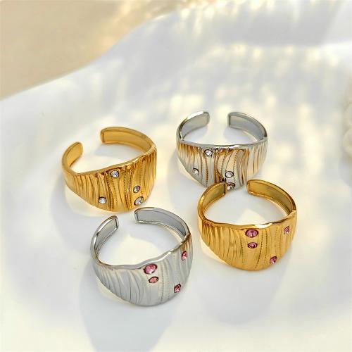 Strass Edelstahl Fingerring, 304 Edelstahl, Modeschmuck & unisex & mit Strass, keine, inside diameter 17mm, verkauft von PC[