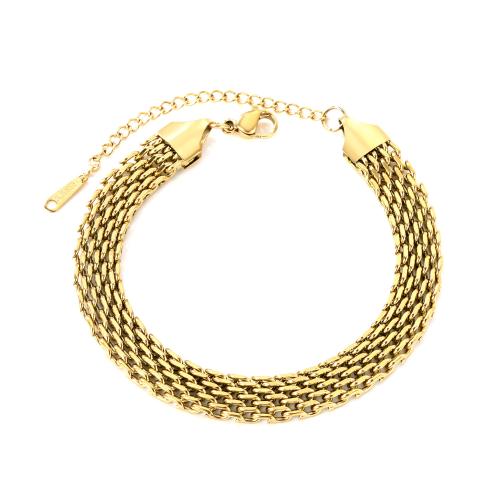 Pulseras de acero inoxidable, acero inoxidable 304, con 5cm extender cadena, 18K chapado en oro, Joyería & para mujer, dorado, longitud:aproximado 17 cm, Vendido por Sarta