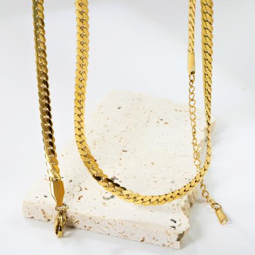 Stainless Steel Chain Necklace, 304 Stainless Steel, 18K gold plated, fashion jewelry & for woman, golden 