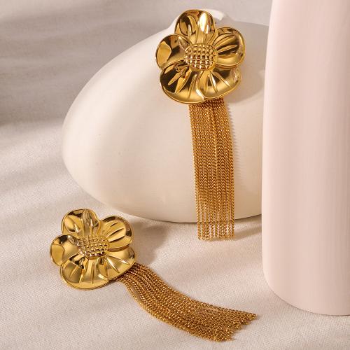 Fashion Fringe Earrings, 304 Stainless Steel, Flower, gold color plated, for woman 