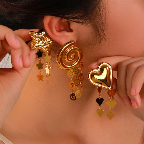 Stainless Steel Drop Earring, 304 Stainless Steel, gold color plated & for woman 