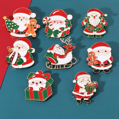 Broche de bijoux de Noël, alliage de zinc, Placage, Conception de Noël & styles différents pour le choix & émail, plus de couleurs à choisir, Vendu par PC