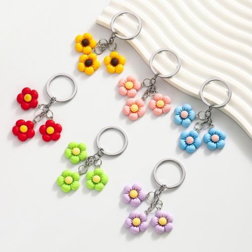 Resin Key Chain, Zinc Alloy, with Resin, Flower, plated, fashion jewelry 