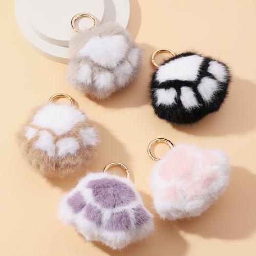 Fur Plush Key Chain, with Zinc Alloy, Claw, fashion jewelry 