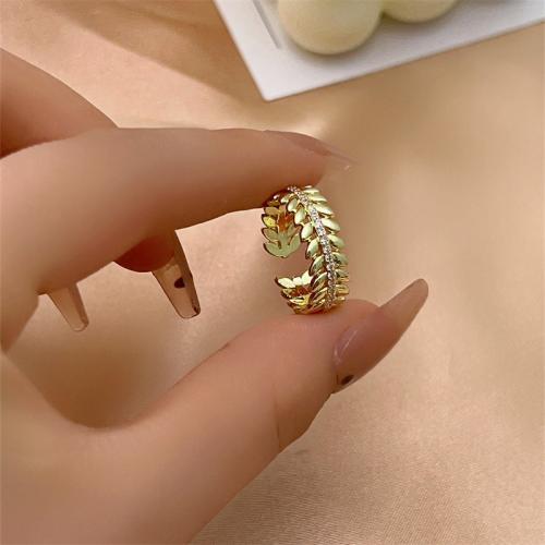 Cubic Zirconia Micro Pave Brass Finger Ring, gold color plated, fashion jewelry & micro pave cubic zirconia, golden 