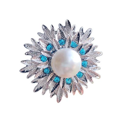 Bijoux broche en Zinc alliage , alliage de zinc, avec perle de plastique, Placage, bijoux de mode & avec strass, plus de couleurs à choisir Vendu par PC