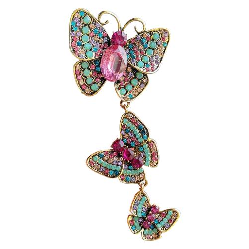 Zinc Alloy Jewelry Brooch, Butterfly, plated, fashion jewelry & with rhinestone 