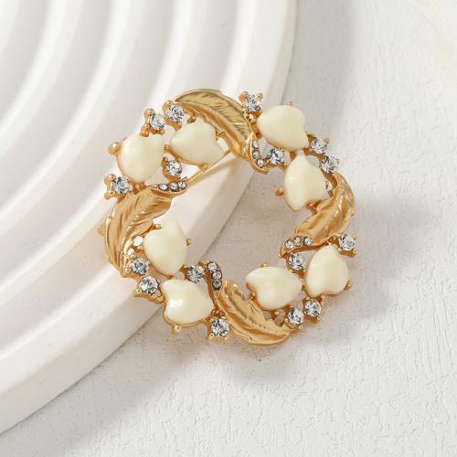 Zinc Alloy Jewelry Brooch, plated, fashion jewelry & enamel & with rhinestone 