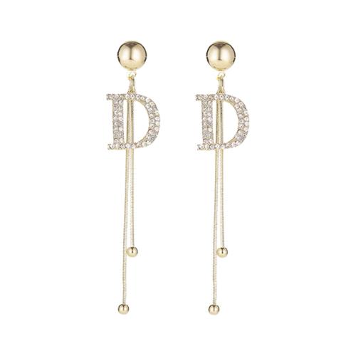 Zinc Alloy Rhinestone Drop Earring, gold color plated, fashion jewelry & with rhinestone, golden [