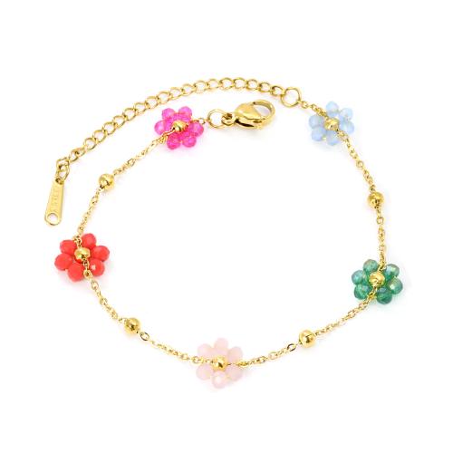 Pulseras de acero inoxidable, acero inoxidable 304, con Plástico, con 5cm extender cadena, chapado en color dorado, Joyería & para mujer, longitud:17 cm, Vendido por UD