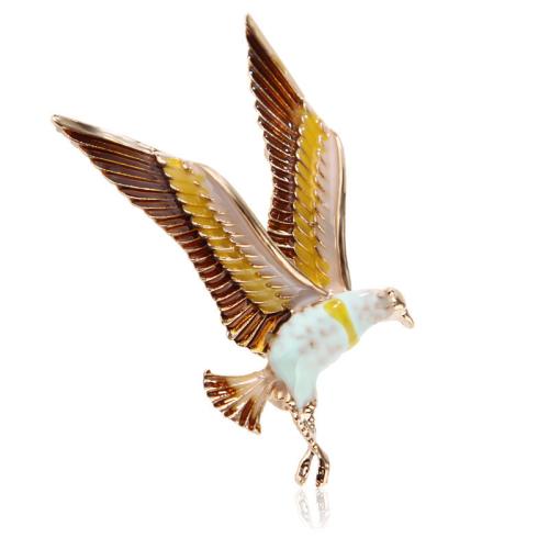 Enamel Brooch, Zinc Alloy, Eagle, plated, for woman 