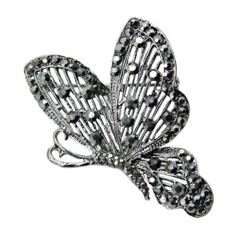 Broche de diamantes de imitación de la aleación de Zinc, chapado, diferentes estilos para la opción & para mujer & con diamantes de imitación, negro de plomo, Vendido por UD