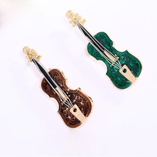 Enamel Brooch, Zinc Alloy, Violin, plated, for woman 