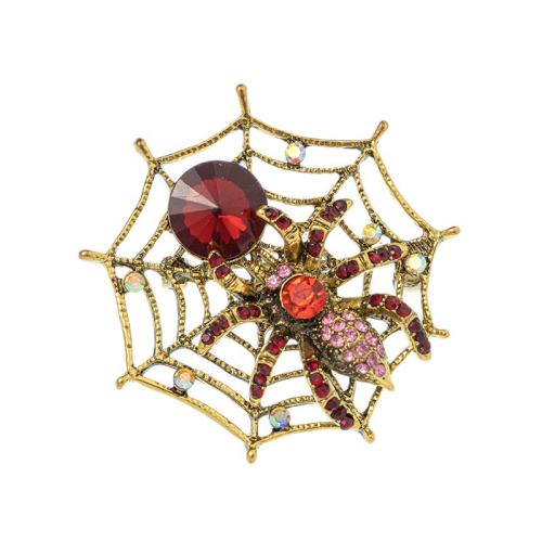 Broche de diamantes de imitación de la aleación de Zinc, tela de araña, chapado, para mujer & con diamantes de imitación, dorado, Vendido por UD