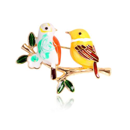 Broche émail, alliage de zinc, oiseau, Placage, pour femme, Or, Vendu par PC