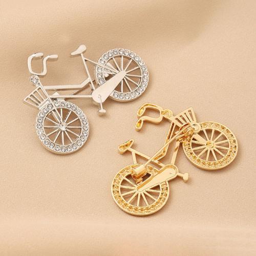 Broche de diamantes de imitación de la aleación de Zinc, Bicicleta, chapado, para mujer & con diamantes de imitación, más colores para la opción, 47x32mm, Vendido por UD