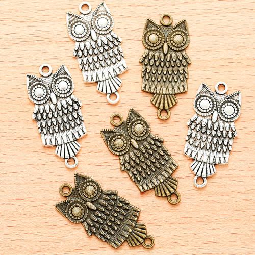 Animal Zinc Alloy Connector, Owl, plated, DIY & 1/1 loop 