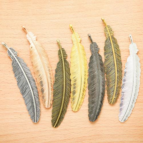 Zinc Alloy Feather Pendants, plated, DIY 