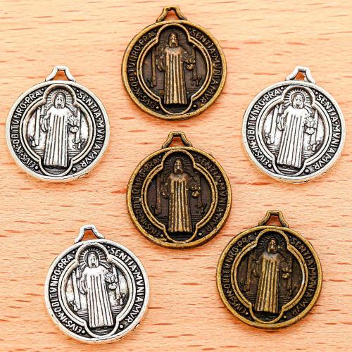 Zinc Alloy Saint Pendant, Round, plated, DIY 