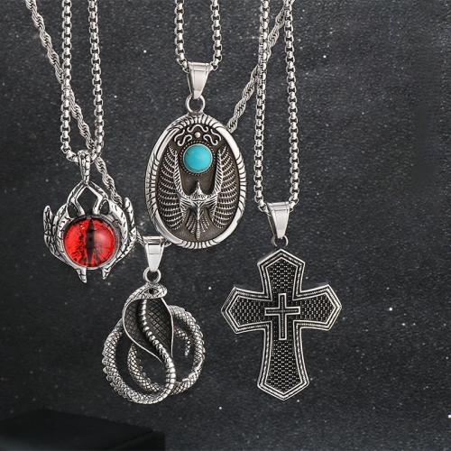 Stainless Steel Pendants, 304 Stainless Steel, with turquoise & Resin, Vacuum Ion Plating & for man 