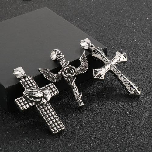 Stainless Steel Cross Pendants, 304 Stainless Steel, Vacuum Ion Plating & for man 