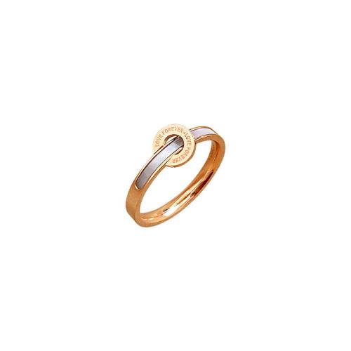 Titanium Steel Finger Ring, with White Shell, fashion jewelry & for woman, rose gold color 