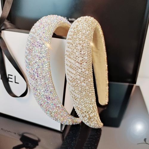 Hair Bands, Cloth, with Rhinestone & Plastic Pearl, fashion jewelry & for woman width 30mm, thickness 15mm [