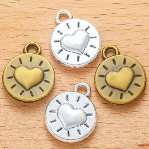 Zinc Alloy Heart Pendants, Round, plated, DIY 