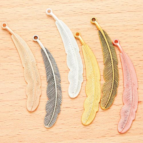 Zinc Alloy Feather Pendants, plated, DIY 