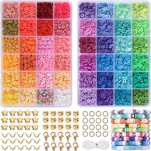 DIY Bracelet Beads Set, Polymer Clay, with Copper Coated Plastic, plated, mixed colors 